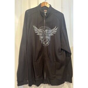 Harley-Davidson Mens 3XL Full-Zip Sweatshirt Jacket Black 115th Ann. Eagle